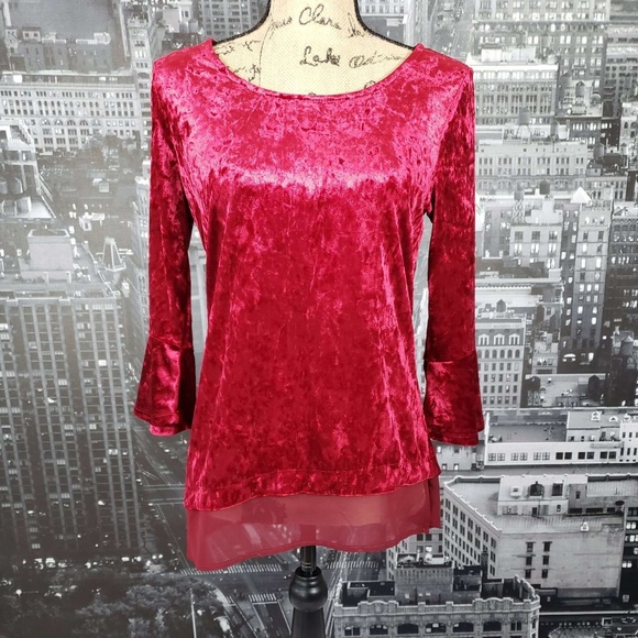 NY Collection Crushed Velvet Top - Picture 1 of 8